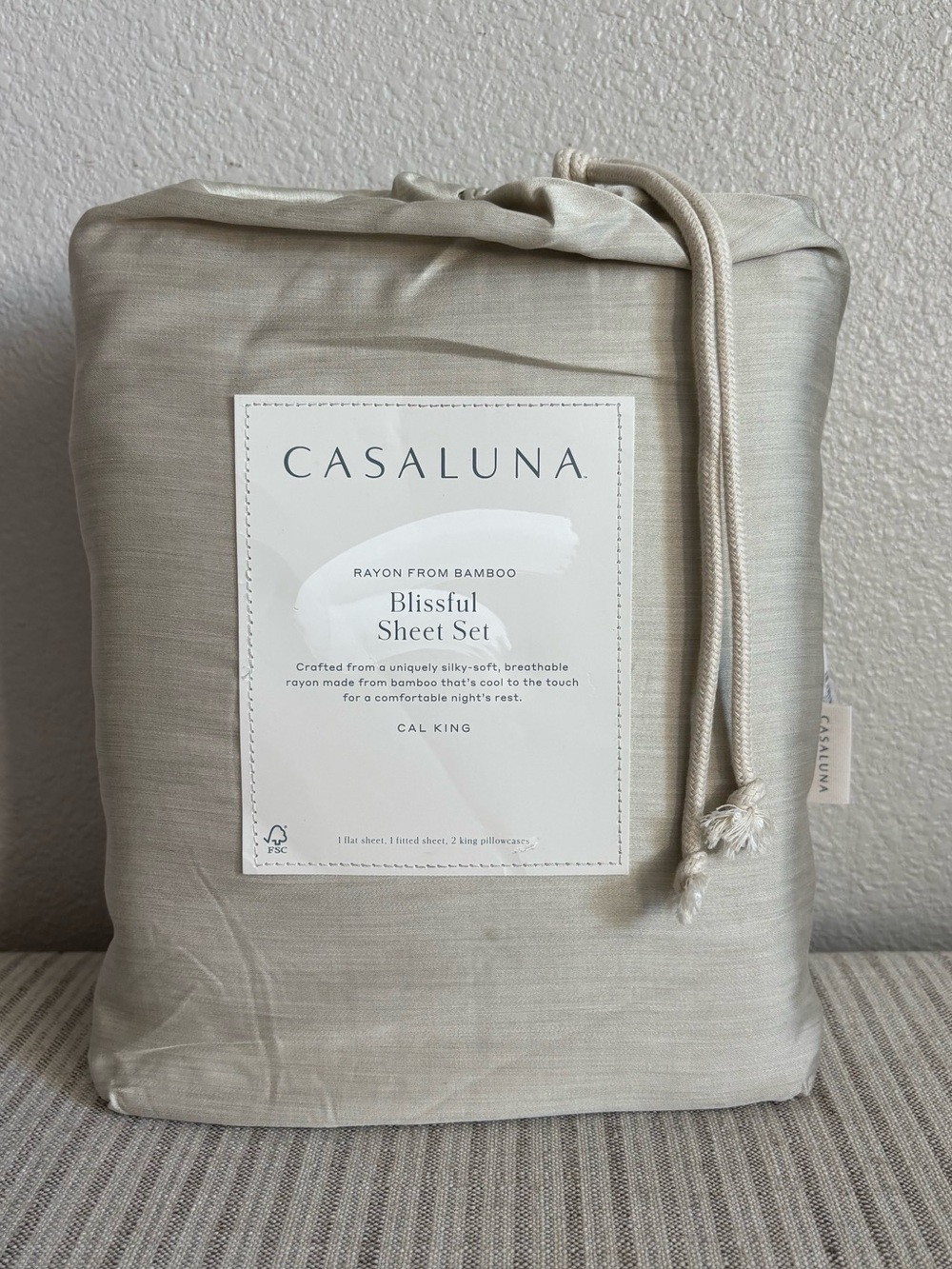 NWT California King 400 Thread Count Rayon from Bamboo Sheets Light Olive Green